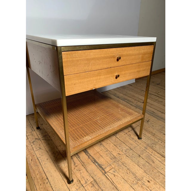 Vintage Paul McCobb Calvin Milk Glass and Cane End Tables - A Pair For Sale - Image 10 of 11