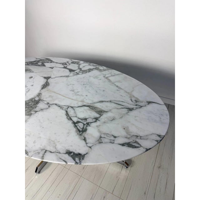 Vintage Oval Arabescato Marble Dining Table by Florence Knoll for Roche Bobois, 1960s For Sale - Image 4 of 8