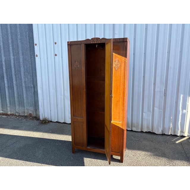 Small Art Nouveau French Wardrobe with Mirror, 1920 For Sale - Image 10 of 14