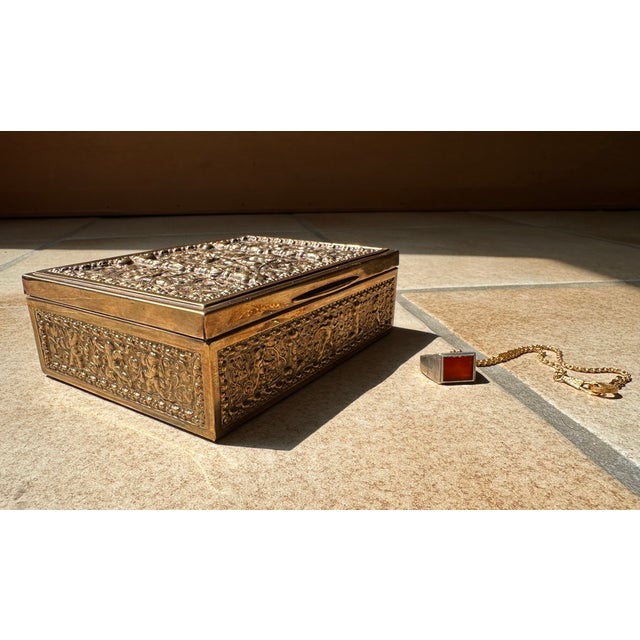 Art Nouveau Cigarettes Box in Brass and Wood from Erhard & Söhne, 1920s For Sale - Image 17 of 18