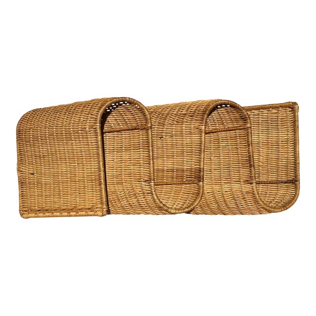 Vintage Woven Rattan Wall Sculpture For Sale