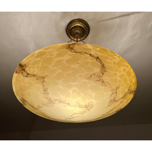 Large Art Deco Pendant Light in Marble Glass, 1930s For Sale - Image 17 of 18