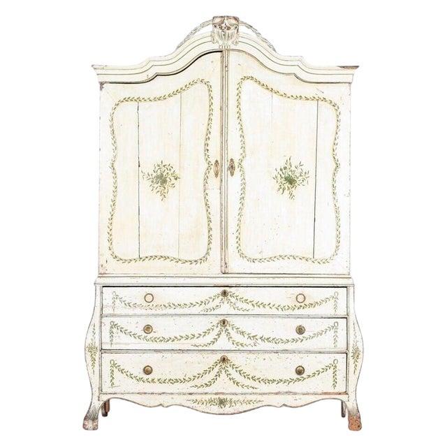 18th Century Dutch Painted Linen Press, 1750s For Sale