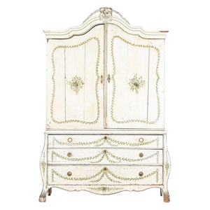 18th Century Dutch Painted Linen Press, 1750s