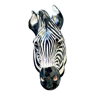Vintage Italian Glazed Ceramic Zebra For Sale
