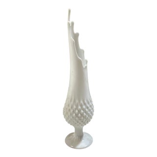 1970s Milk Glass Abstract Water Drop Vase For Sale