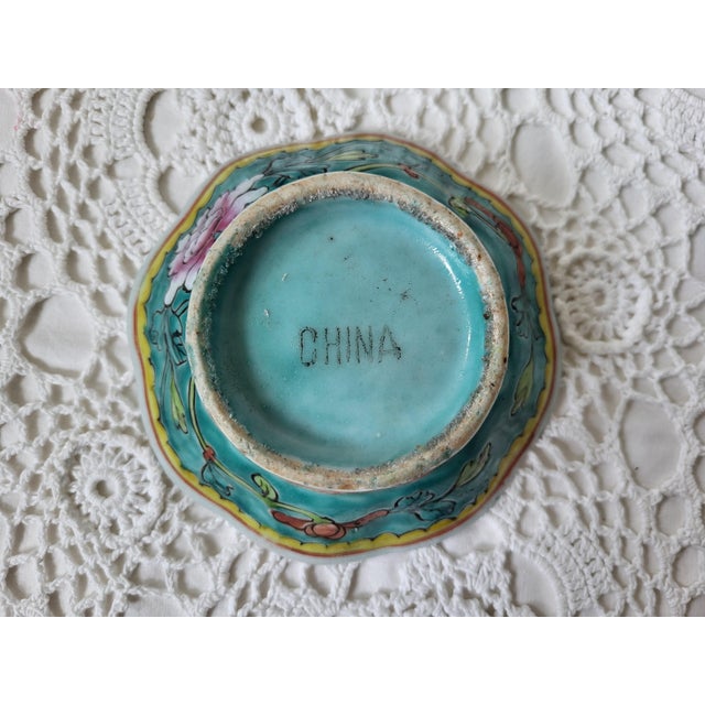 Small Vintage China Pottery Bowl With Foral Motif For Sale - Image 4 of 4
