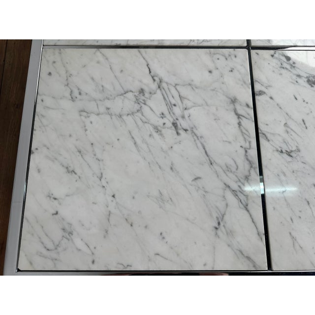 1970s Chrome & White Modern Marble Coffee Table Attributed to the Pace Collection For Sale - Image 10 of 12