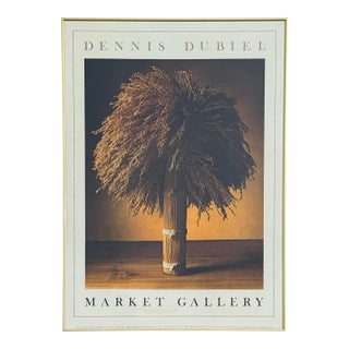 Vintage Dennis Dubiel 1982 Original Art Print “Market Gallery” W/ Custom Gold-Toned Frame For Sale