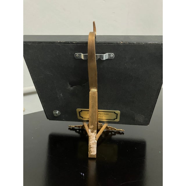 Impressionist 1980’s Original Miniature Western Snow Scene Impressionist Landscape Painting Vintage Brass Tabletop Stand For Sale - Image 3 of 5