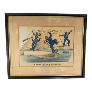 19th Century Rare Currier and Ives Darktown Series Colored Lithograph Print