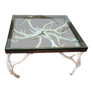 Mid 20th Century Modern Organic Bleached Deer Antler & Brass Coffee Table Manner of Anthony Redmile