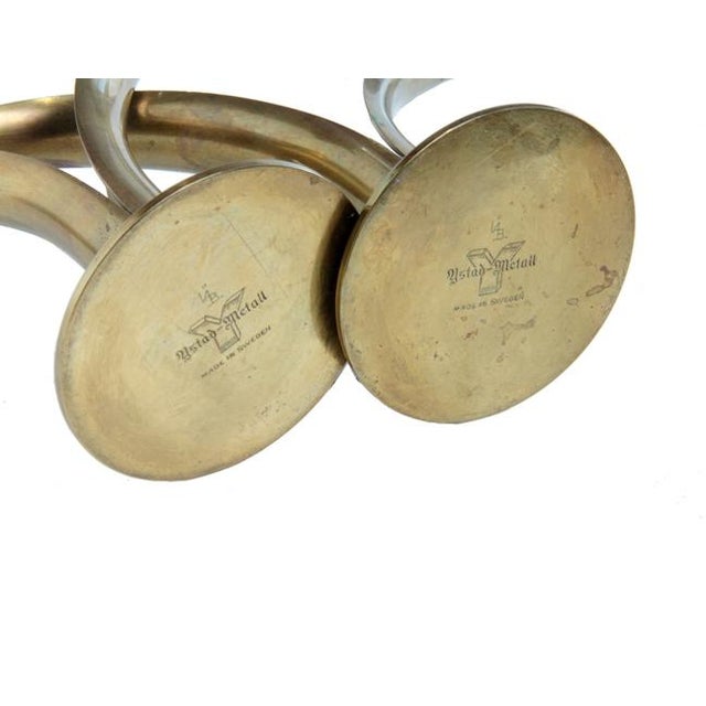 Mid-Century Swedish Brass Candlesticks - a Pair For Sale - Image 6 of 8