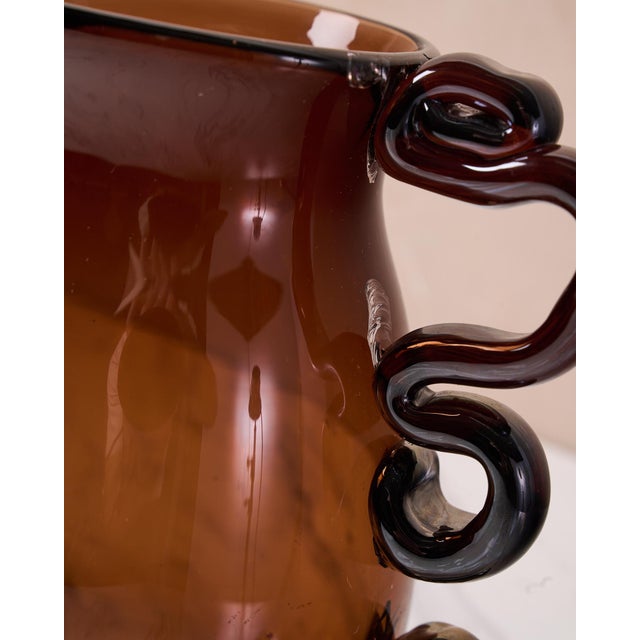 Sculptural Serpintine “Venetian Vase” Decorative Vase by Casa in Amber Handblown Glass For Sale - Image 15 of 17