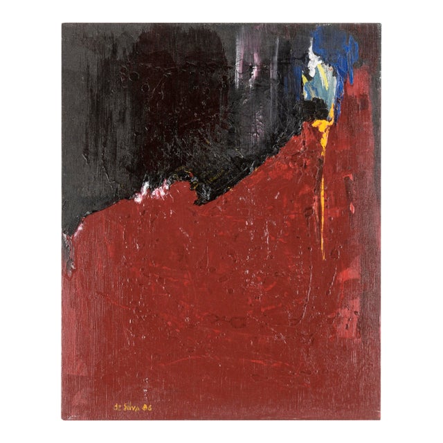 Red and Black Abstract Expressionist - Tribute to Jose Guerrero by Ricardo De Silva For Sale