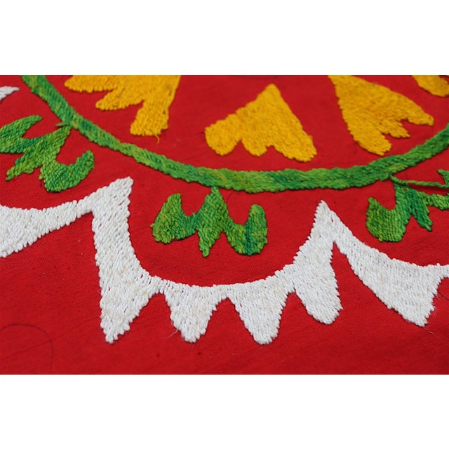 Vintage Hand Embroidered Suzani Wall Hanging, 1920s For Sale - Image 11 of 18