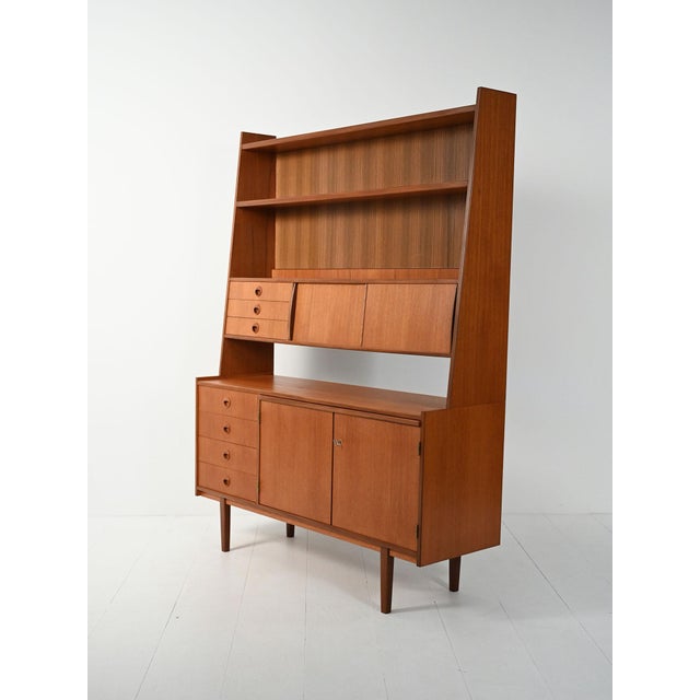 Brown Sideboard with Bookcase in Teak and Mahogany, 1960s For Sale - Image 8 of 12