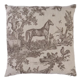 Schumacher Western Toile Pillow In Sepia For Sale