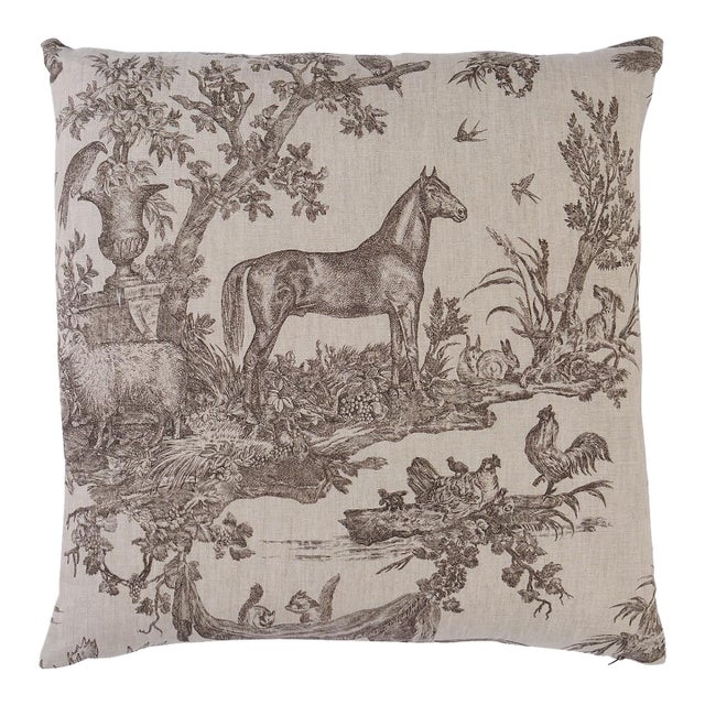 Schumacher Western Toile Pillow In Sepia For Sale