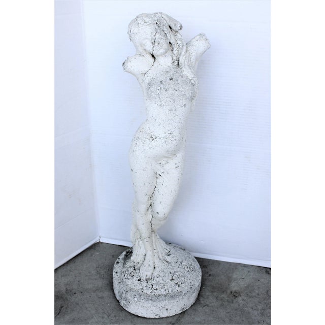 Ext. Lrg European Antique Figural Female Sculpture/Distressed Cast Stone For Sale In Los Angeles - Image 6 of 7