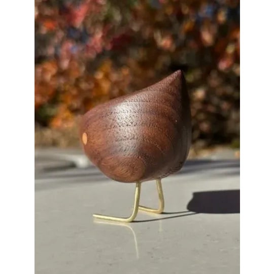 Mid-Century Modern Contemporary Danish Wood Happy Bird Jacob Hermann Style Brunette For Sale - Image 3 of 11