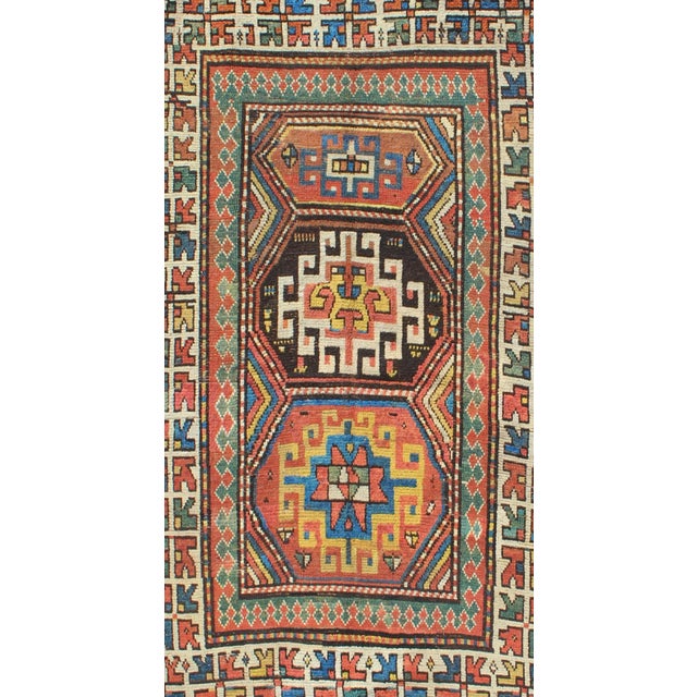 Late 19th Century Antique Kazak Carpet With Colorful Geometric Design For Sale - Image 4 of 6