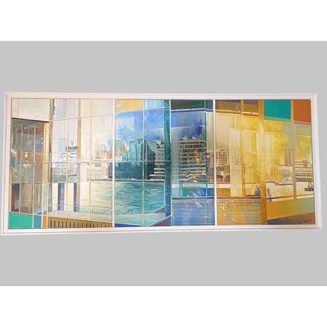 Lisa Lygo, Panoramic Thames View Triptych, 2005, Oil Painting on Canvas, Framed For Sale - Image 9 of 9