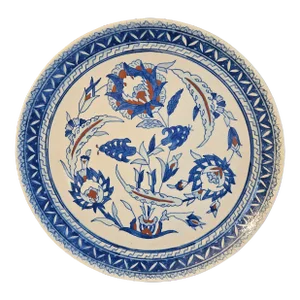 Large 19th Century Ottaman Islamic Art: Hand Painted Kutahya Ceramic Plate