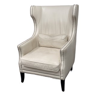 Z Gallerie Davis Leather Wingback Armchair For Sale