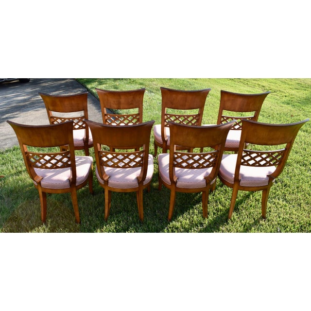 Vintage Brass Inlay Chairs Vintage Italian Regency Style Dining Chairs Set of 8 For Sale - Image 12 of 18