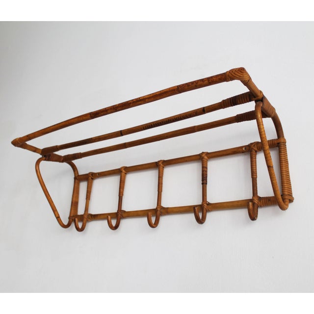 Mid-Century Modern Vintage Czechoslovak Rattan Wall Coat Rack by Úluv, 1960s For Sale - Image 3 of 15