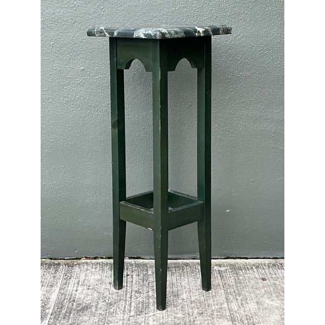Wood Vintage Brazilian Faux Finished Marble Pedestal For Sale - Image 7 of 12