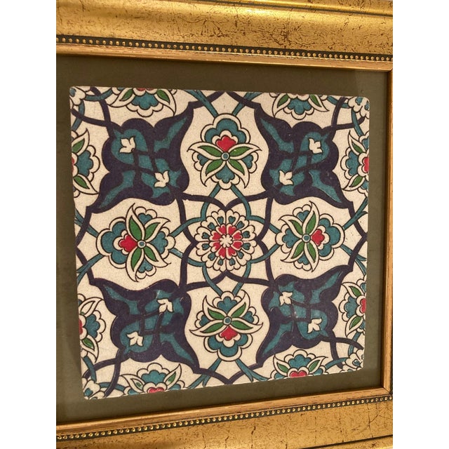 Handcrafted Turkish Iznik Style Pottery Tile Framed | Chairish