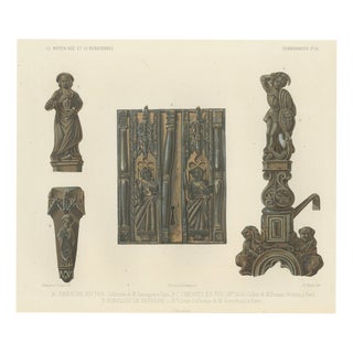 Ferdinand Séré, Iron Lock, Firedogs and Hasp, 1851, Chromolithograph For Sale