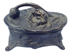 Early 20th Century Pewter Art Nouveau Jewelry Box