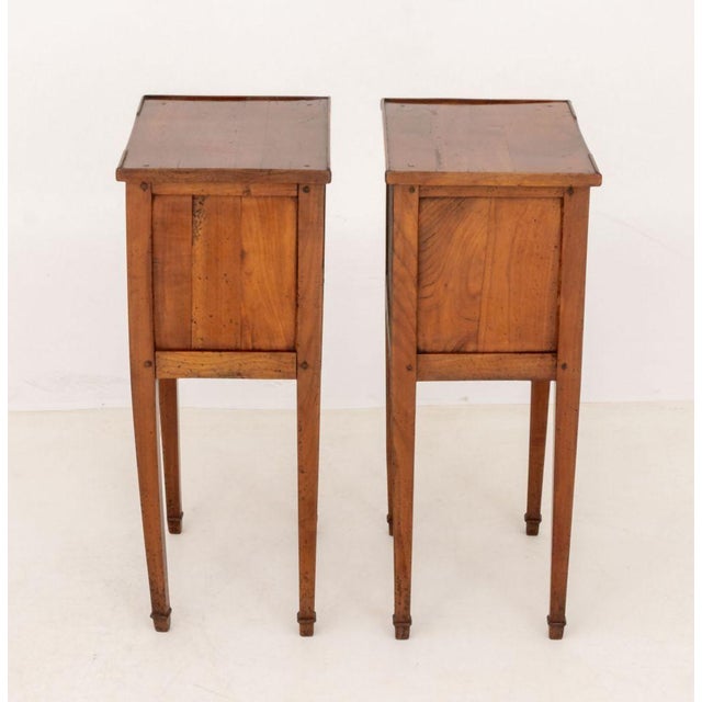 French Louis XVI Style Fruitwood Bedside Tables, Pair For Sale - Image 3 of 8