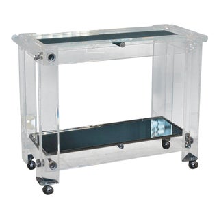 Modernist Lucite Mirrored Bar Cart For Sale