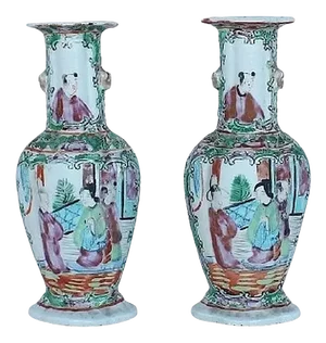 Small Porcelain Baluster Vases, Set of 2