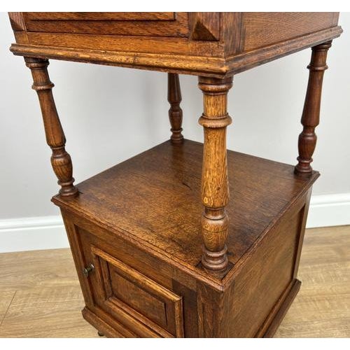 Brown French Bedside Tables with Marble Top in Oak, Set of 2 For Sale - Image 8 of 14