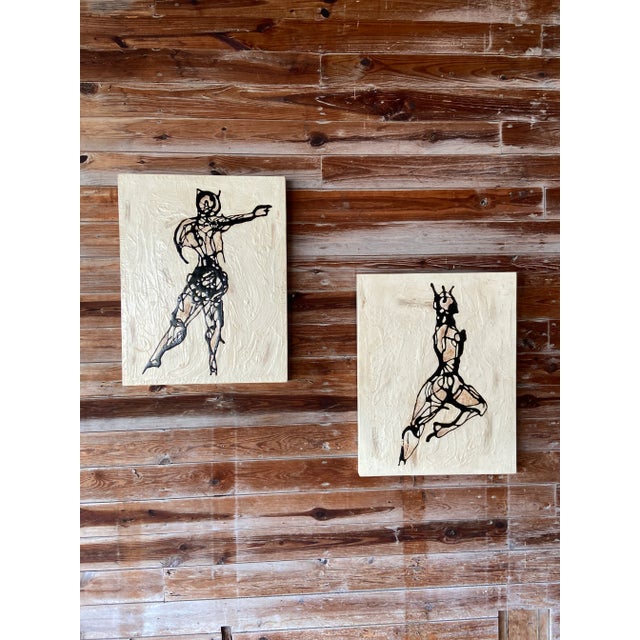 Pair of Vintage Modern Nude Figure Paintings For Sale - Image 11 of 11