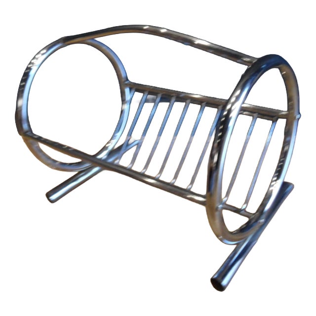 Vintage Chrome Magazine Rack, 1960s For Sale
