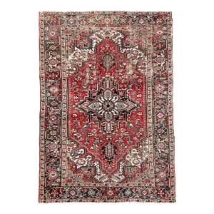 1930's Pocket Natural Hand-Spun Wool Rug 6.7 x 9.1