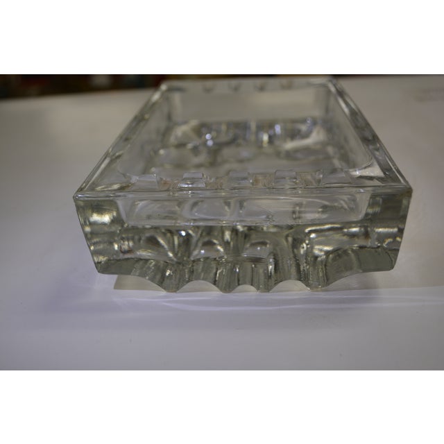 Att. To Vladislav Urban Mid 20th Century Clear Glass Rectangle Ashtray Czech Retro For Sale - Image 4 of 12