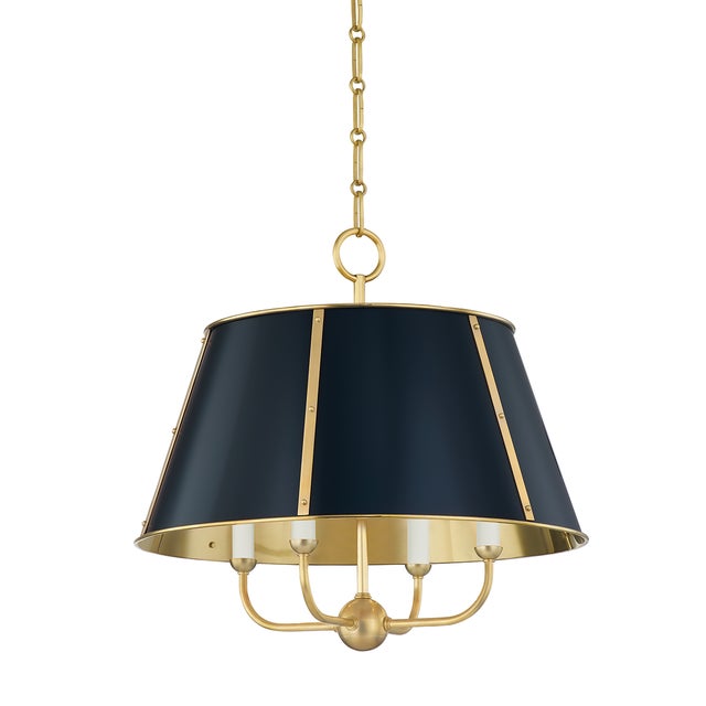 Metal Hudson Valley Lighting Mark D. Sikes Cambridge 4-Light Chandelier, Aged Brass/Darkest Blue For Sale - Image 7 of 7