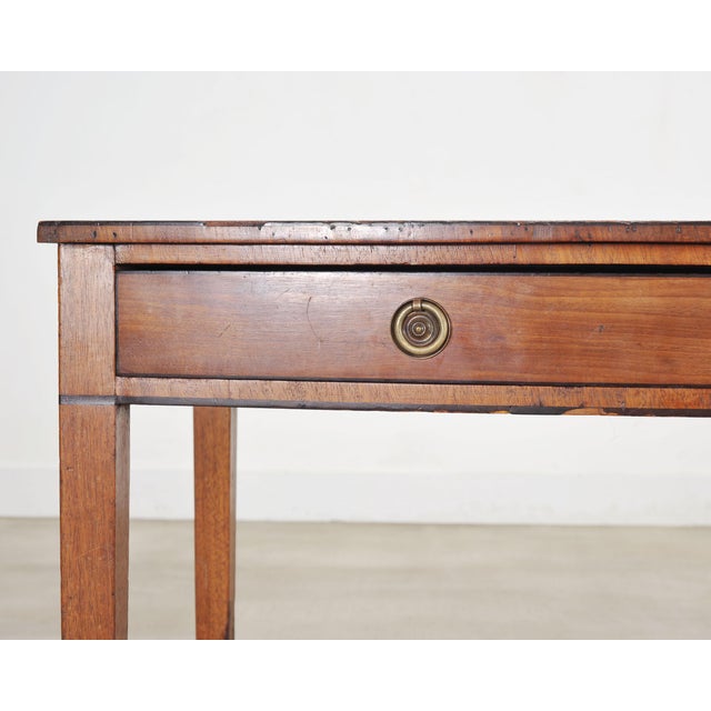 19th C. English Regency Bow Front Side Table or Small Desk For Sale - Image 10 of 18
