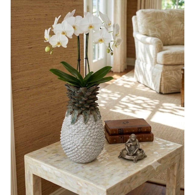 Vintage Italian Ceramic Pineapple Vase | Mid-Century Majolica Style Table Vessel For Sale - Image 11 of 12