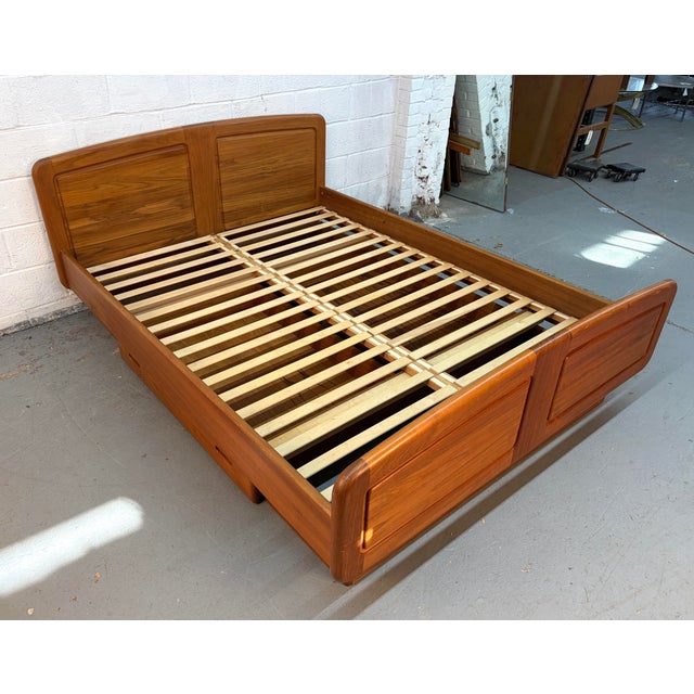 Mid-Century Modern Mid-Century Modern Danish Teak Platform Bed W/ Storage For Sale - Image 3 of 16