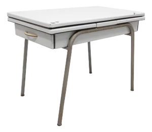 French Extending Dining Table in Enamelled Metal and Chrome, 1950s