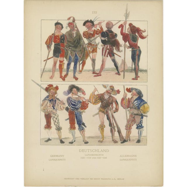 After Max Tilke, German Renaissance & Landsknecht Costumes, 1880, Prints, Set of 6 For Sale - Image 5 of 9
