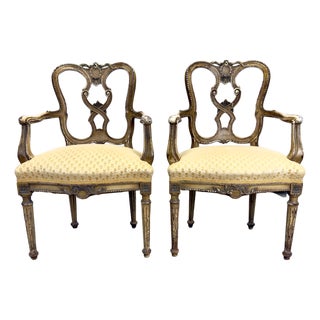 19th Century Louis XVI Directoire Style Painted Armchairs—a Pair For Sale